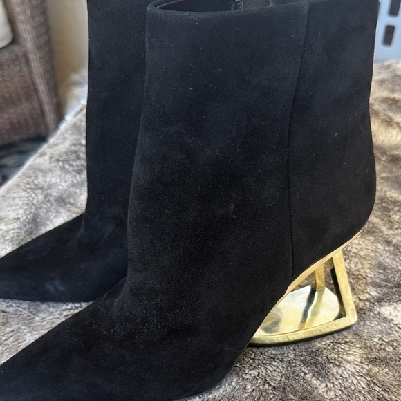 Gianni Bini Black Boots with Metallic Gold Heel